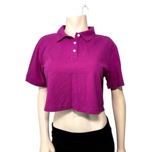 Wild Fable Polo Shirt Womens Medium Purple Excellent Cropped Short Sleeve Pique